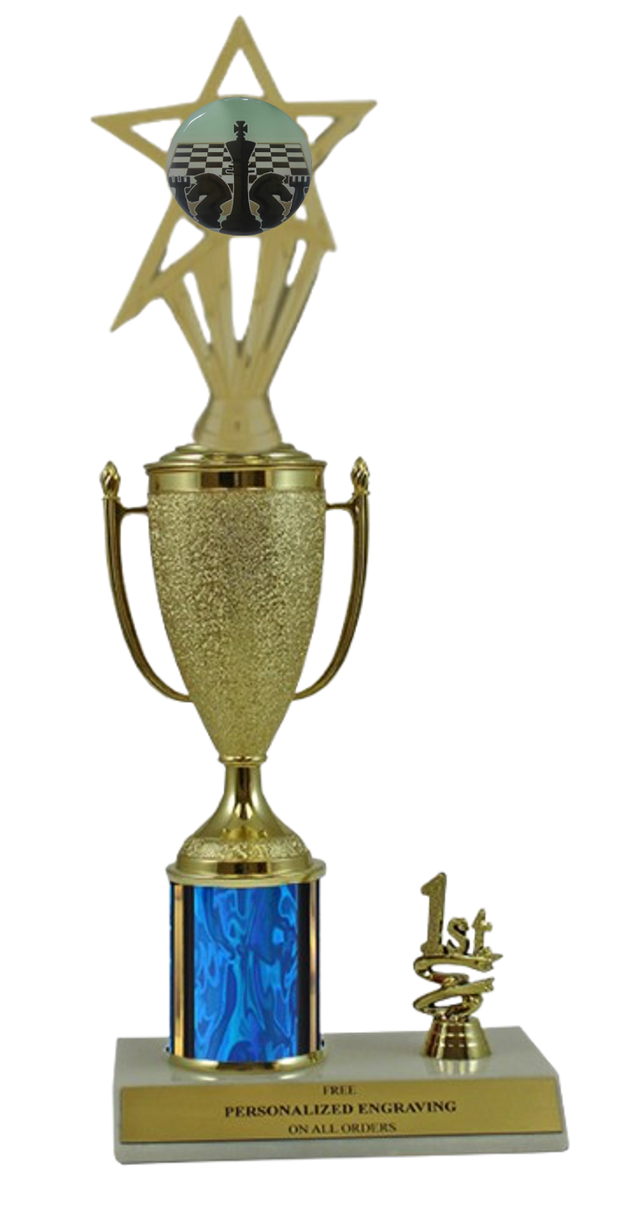 Elite Chess 1st, 2nd and 3rd Place Award Cup & Column Trophy with Insert