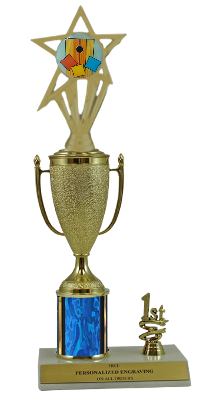 Elite Cornhole 1st, 2nd and 3rd Place Award Cup & Column Trophy with Insert