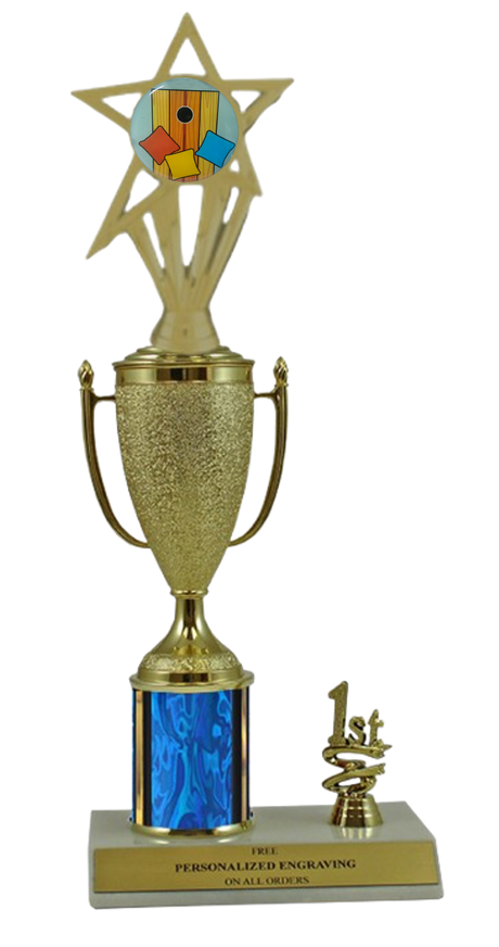 Elite Cornhole 1st, 2nd and 3rd Place Award Cup & Column Trophy with Insert