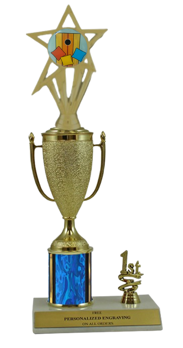 Elite Cornhole 1st, 2nd and 3rd Place Award Cup & Column Trophy with Insert