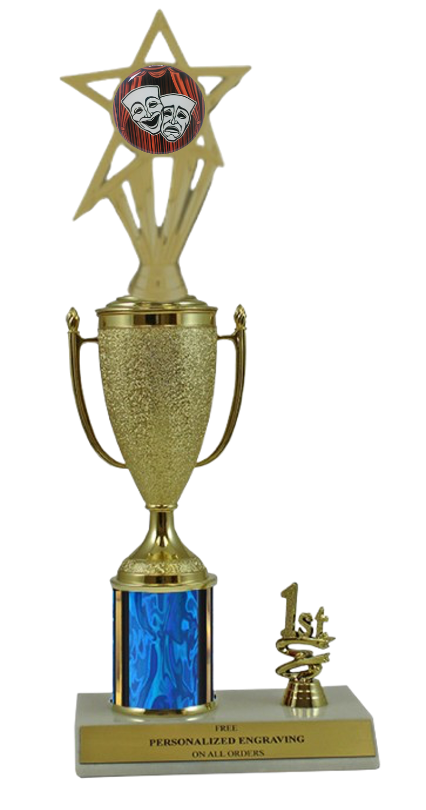 Elite Drama 1st, 2nd and 3rd Place Award Cup & Column Trophy with Insert