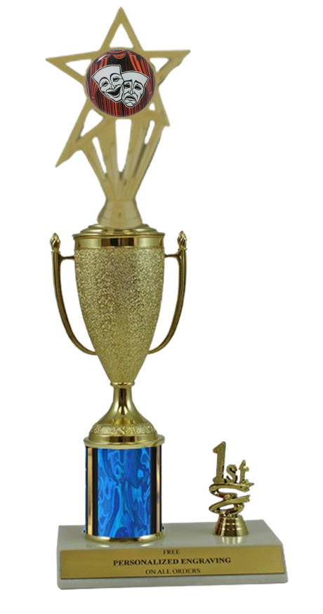 Elite Drama 1st, 2nd and 3rd Place Award Cup & Column Trophy with Insert