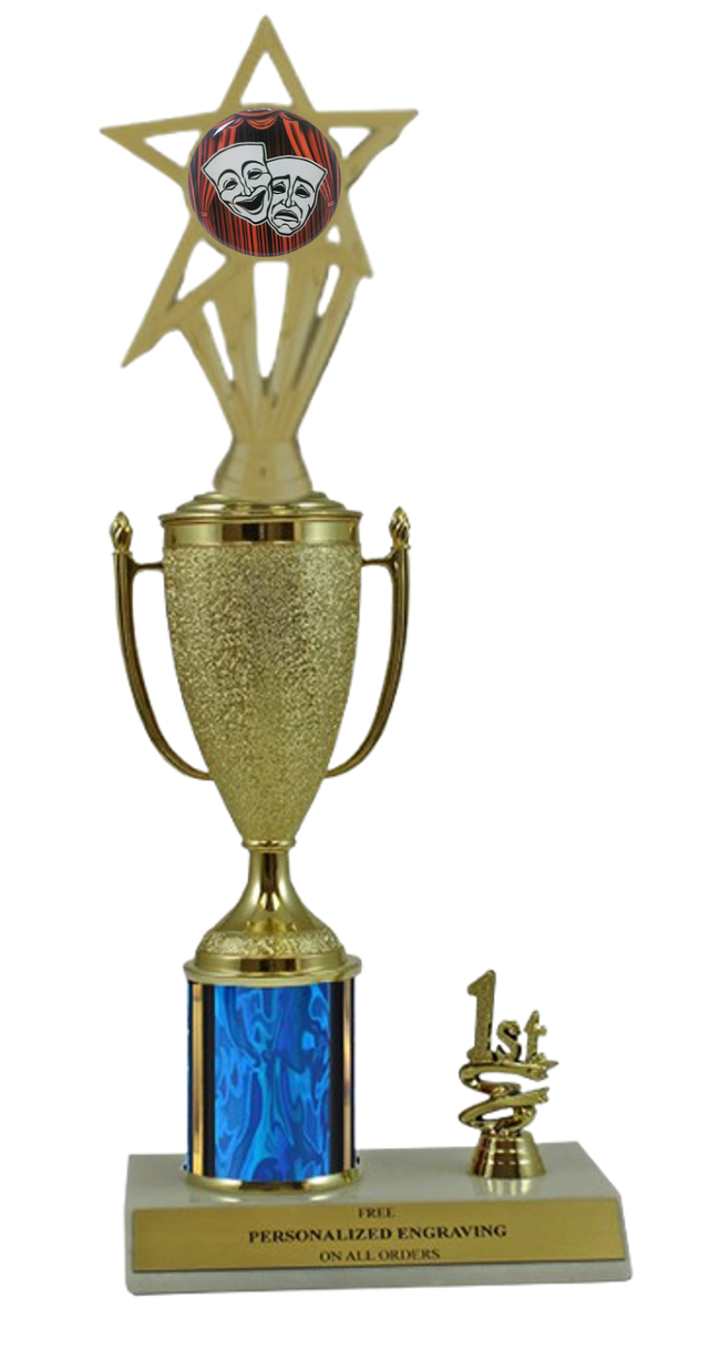 Elite Drama 1st, 2nd and 3rd Place Award Cup & Column Trophy with Insert