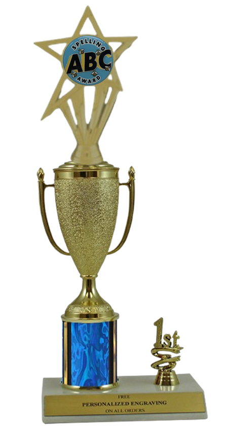 Elite Spelling 1st, 2nd and 3rd Place Award Cup & Column Insert Trophy