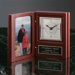 Engraved Gift Clock w/Photo Holder