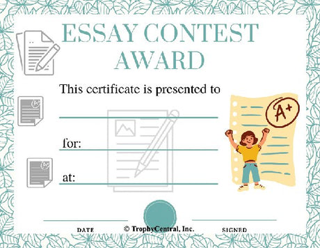 Essay Contest Award Certificate - Free Template