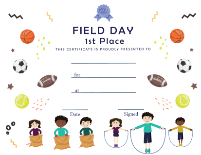 Field Day Award Certificate - 1st Place - Free Template