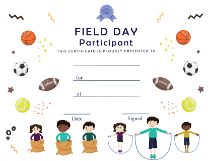 Field Day Award Certificate - Participant- Free Template