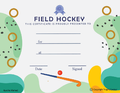Field Hockey Award Certificate - Free Template