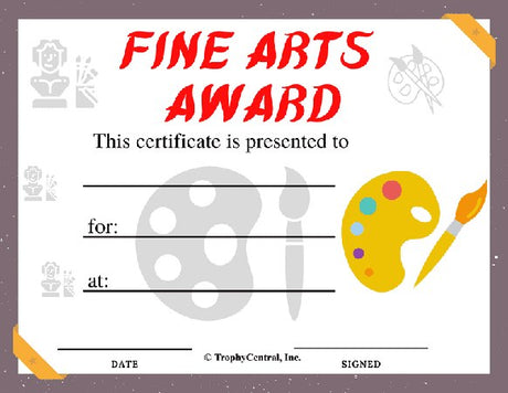 Fine Arts Award Certificate - Free Template