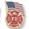 Fire Department Pins with Flag Design