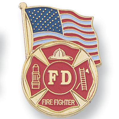 Fire Department Pins with Flag Design