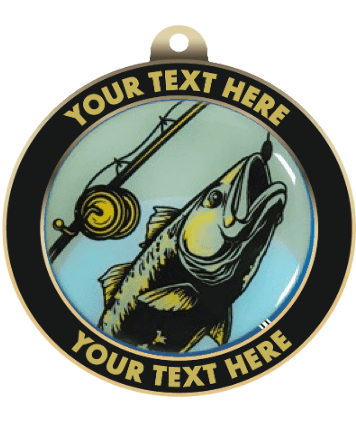Fishing Insert Medal with Personalized Rim