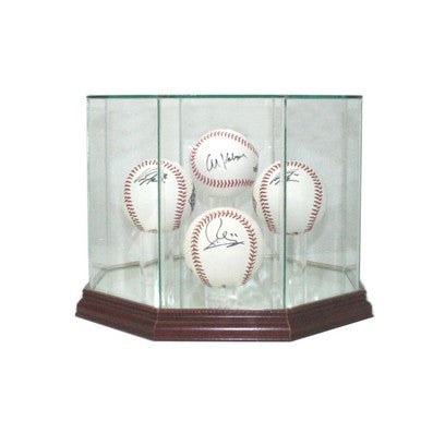 Four Baseball Glass Display Case
