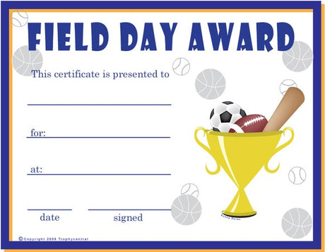 Field Day Award Certificate - Free Template