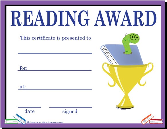 Reading Certificate - Free Template
