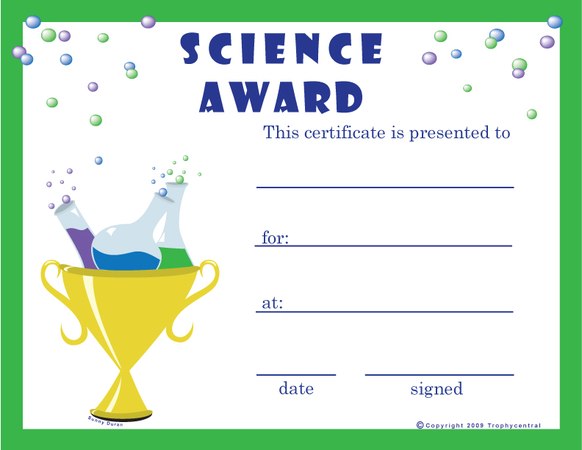 Science Award Certificate - Free Template - Design 2