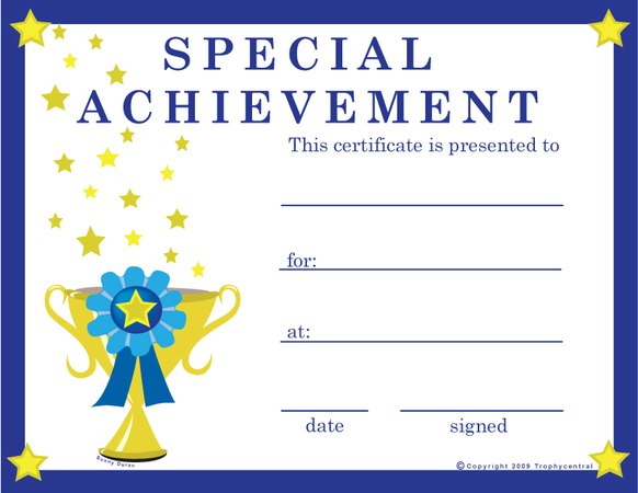 Special Achievement Award Certificate - Free Template