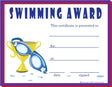 Swimming Award Certificate - Free Template - Design 2