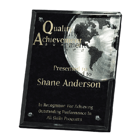 Glowing Globe Glass Plaque