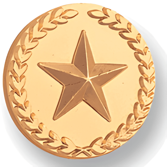 Gold Star With Wreath - 7/8 Inch