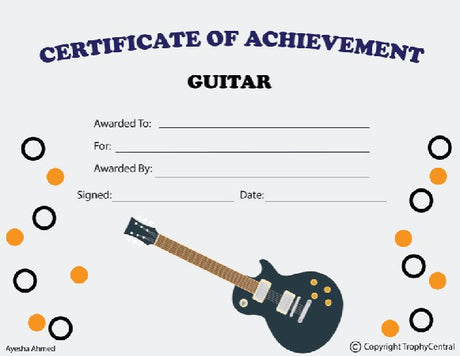 Guitar Award Certificate - Free Template