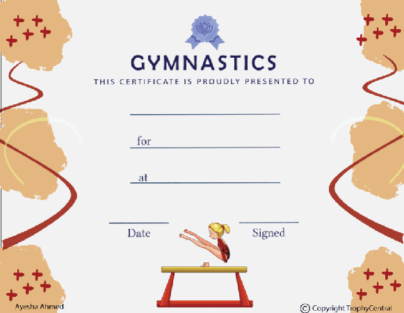 Gymnastics Award Certificate - Free Template - Female