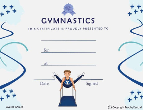 Gymnastics Award Certificate - Free Template - Male