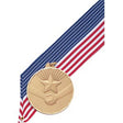 2" Diamond Cut Edge Medal with Ribbon - Handshake