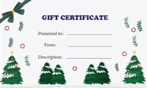 Holiday Gift Certificate - Free Template