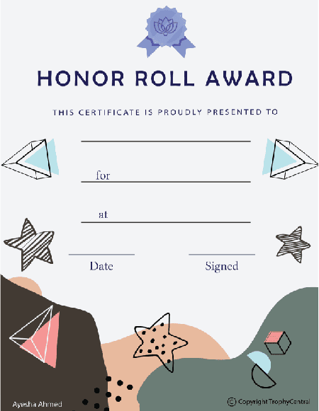 Honor Roll Certificate - Free Template