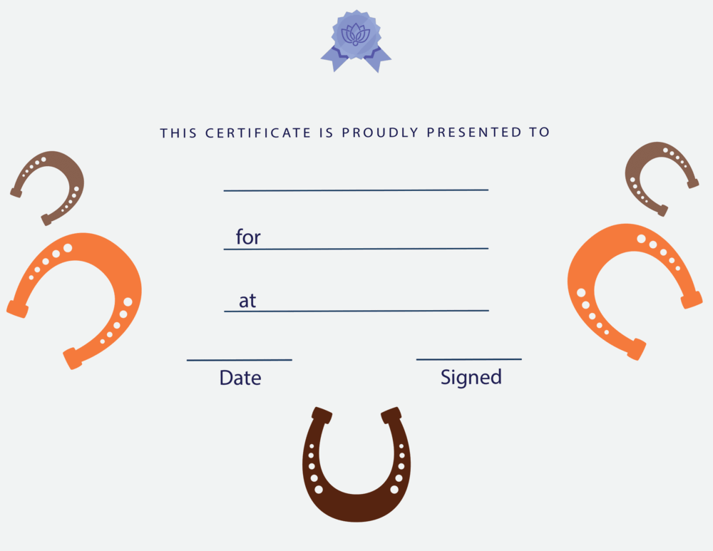 Horseshoes Award Certificate - Free Template