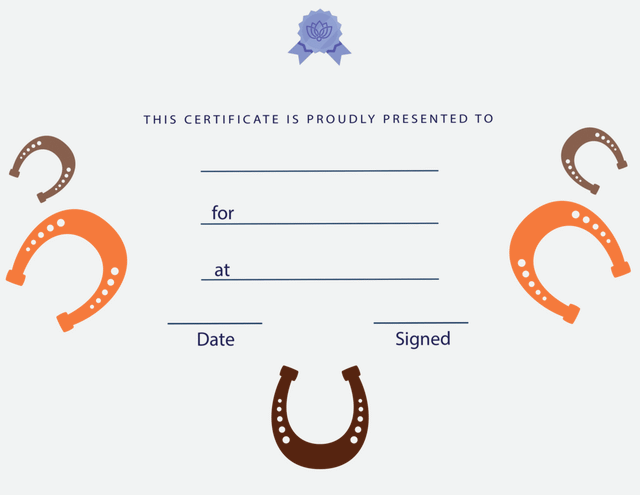 Horseshoes Award Certificate - Free Template
