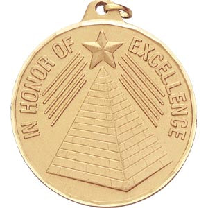 2" Diamond Cut Edge Medal with Ribbon - In Honor of Excellence