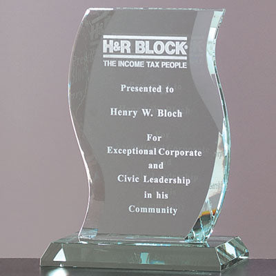 Crystal Jade Glass Scroll Award