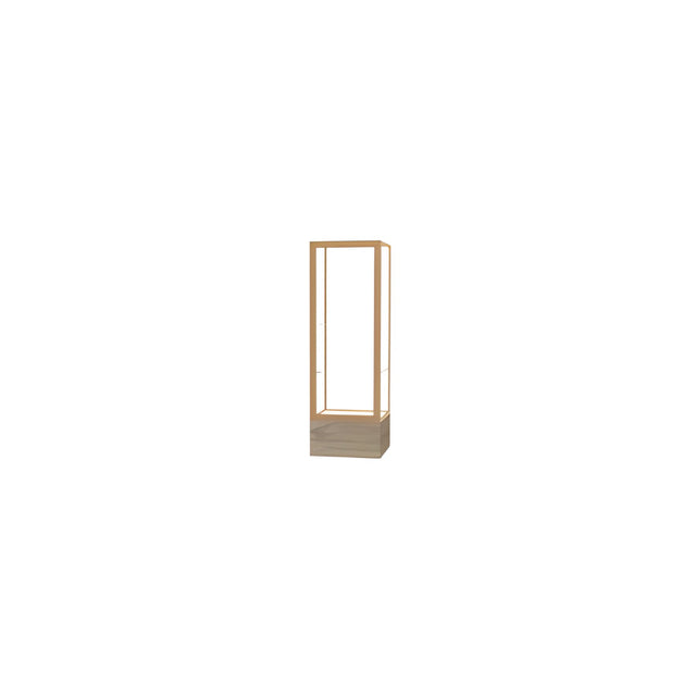 Keepsake Driftwood Oak Floor Display Case w/ Clear Glass back and Champagne Aluminum Frame, 72"H x 24"W x 24"D