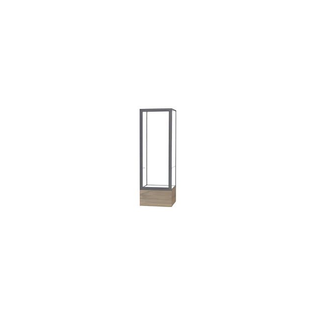 Keepsake Driftwood Oak Floor Display Case w/ Clear Glass back and Satin Natural Aluminum Frame, 72"H x 24"W x 24"D