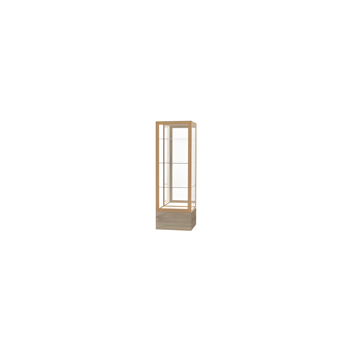 Keepsake Driftwood Oak Floor Display Case w/ Mirror back and Champagne Aluminum Frame, 72"H x 24"W x 24"D