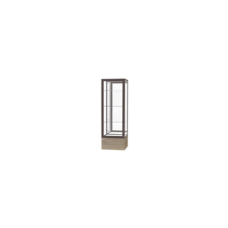 Keepsake Driftwood Oak Floor Display Case w/ Mirror back and Dark Bronze Aluminum Frame, 72"H x 24"W x 24"D