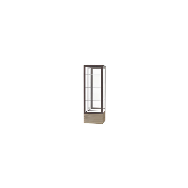 Keepsake Driftwood Oak Floor Display Case w/ Mirror back and Dark Bronze Aluminum Frame, 72"H x 24"W x 24"D