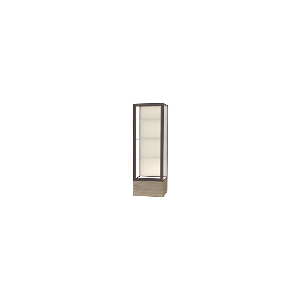 Keepsake Driftwood Oak Floor Display Case w/ Plaque Fabric back and Dark Bronze Aluminum Frame, 72"H x 24"W x 24"D