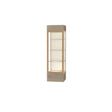 Keepsake Driftwood Oak Lighted Display Case w/ Plaque Fabric back and Champagne Aluminum Frame, 80"H x 24"W x 24"D