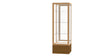 Keepsake Light Oak Vinyl Floor Display Case w/ Mirror back and Champagne Aluminum Frame, 72"H x 24"W x 24"D