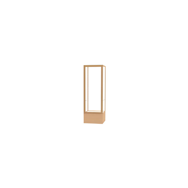 Keepsake Natural Oak Floor Display Case w/ Clear Glass back and Champagne Aluminum Frame, 72"H x 24"W x 24"D