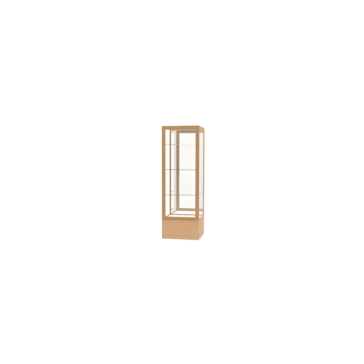 Keepsake Natural Oak Floor Display Case w/ Mirror back and Champagne Aluminum Frame, 72"H x 24"W x 24"D
