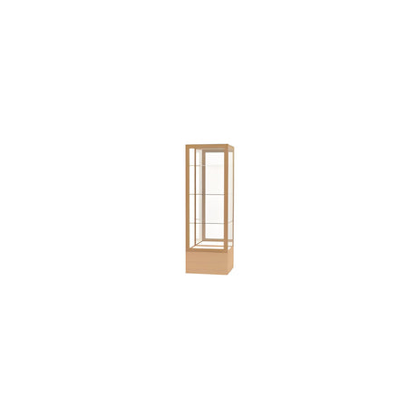 Keepsake Natural Oak Floor Display Case w/ Mirror back and Champagne Aluminum Frame, 72"H x 24"W x 24"D