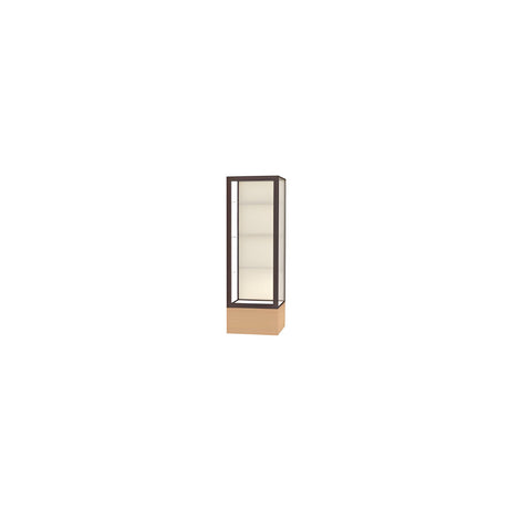 Keepsake Natural Oak Floor Display Case w/ Plaque Fabric back and Dark Bronze Aluminum Frame, 72"H x 24"W x 24"D