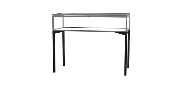 Keepsake Tabletop Display Case, w/ Hinged Top Door and Satin Natural Aluminum Frame, 10"H x 48"W x 24"D, Total Height 38"H