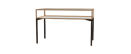 Keepsake Tabletop Display Case, w/ Sliding Rear Door and Champagne Aluminum Frame, 10"H x 48"W x 24"D, Total Height 38"H