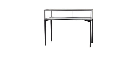 Keepsake Tabletop Display Case, w/ Sliding Rear Door and Satin Natural Aluminum Frame, 10"H x 48"W x 24"D, Total Height 38"H
